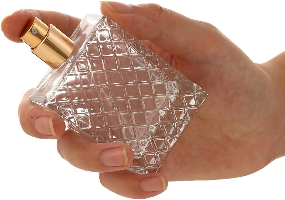50ML /1.7OZ Transparent Atomizer Spray Refillable Perfume Bottle, Portable Squar