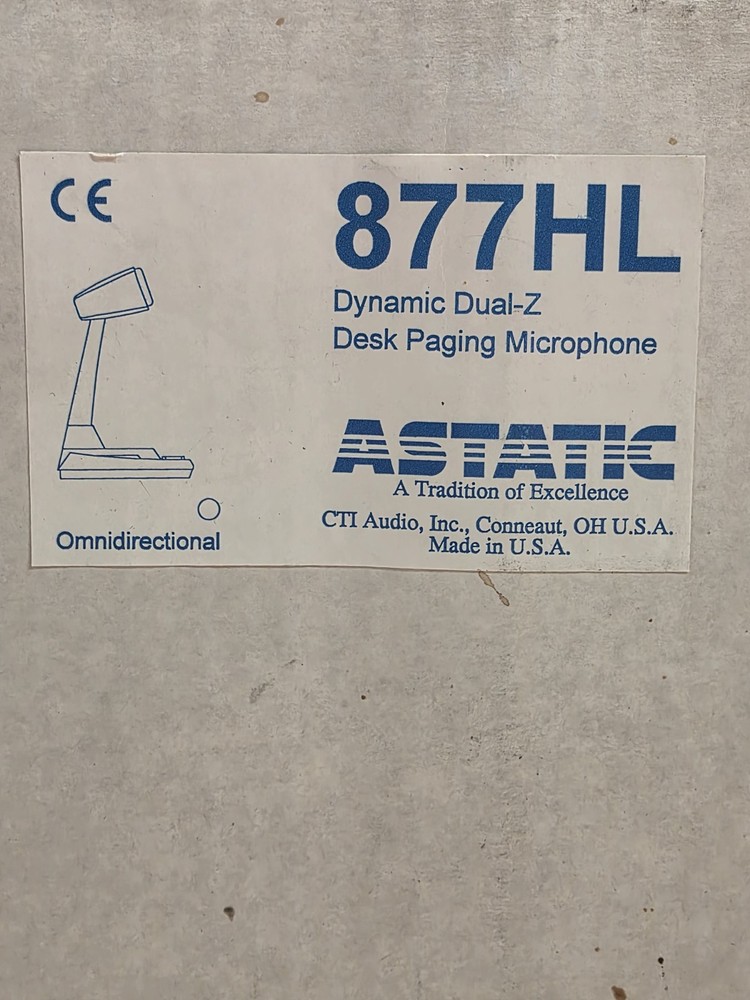 Astatic 877HL Dynamic Dual-Z Desk Paging Microphone