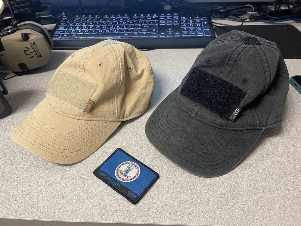 5.11 Tactical Hook & Loop Patch Panel Ball Cap, Black/Tan, One Size + Patch