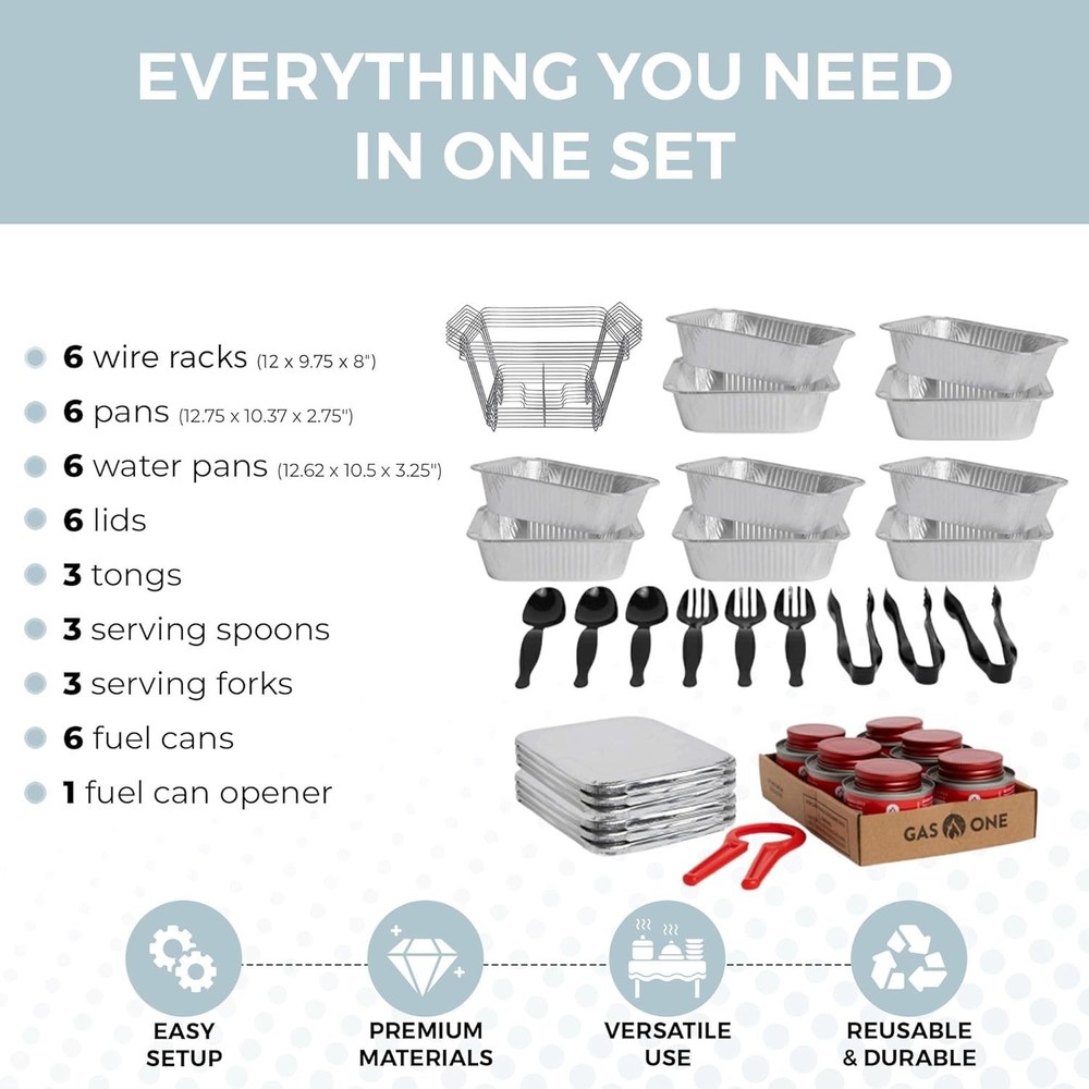 Impress Guests with 6-Pack Disposable Buffet Warmers - Easy Setup & Cleanup