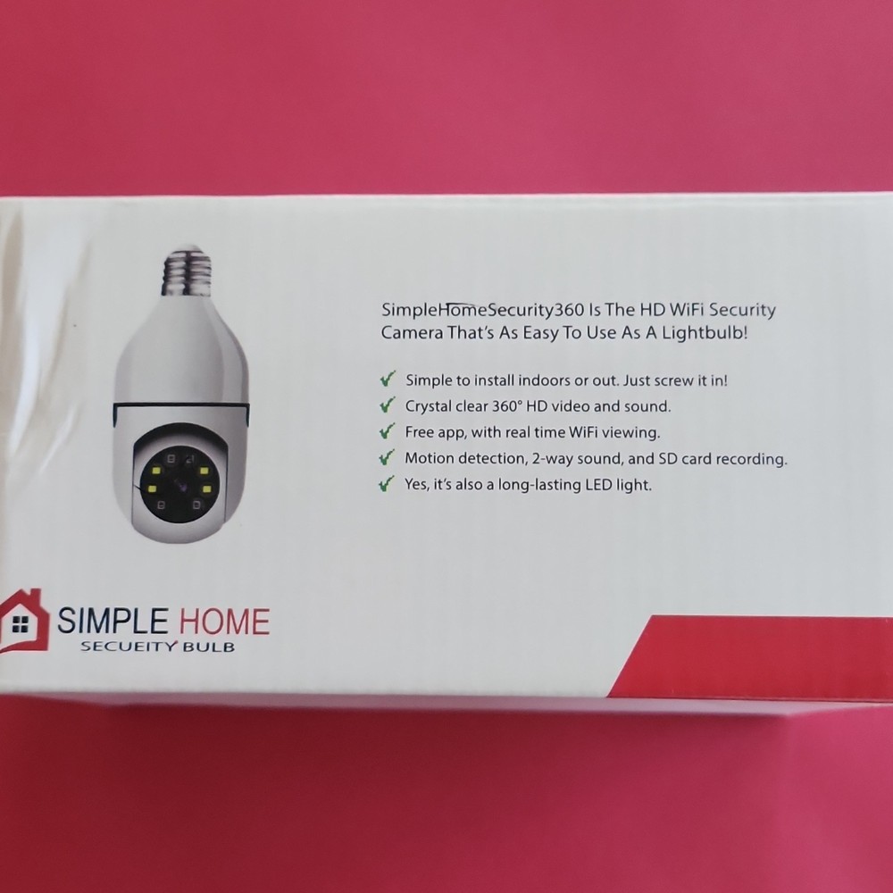 Simple Home Security Bulb Wireless HD 360° Night Vision Motion Detection