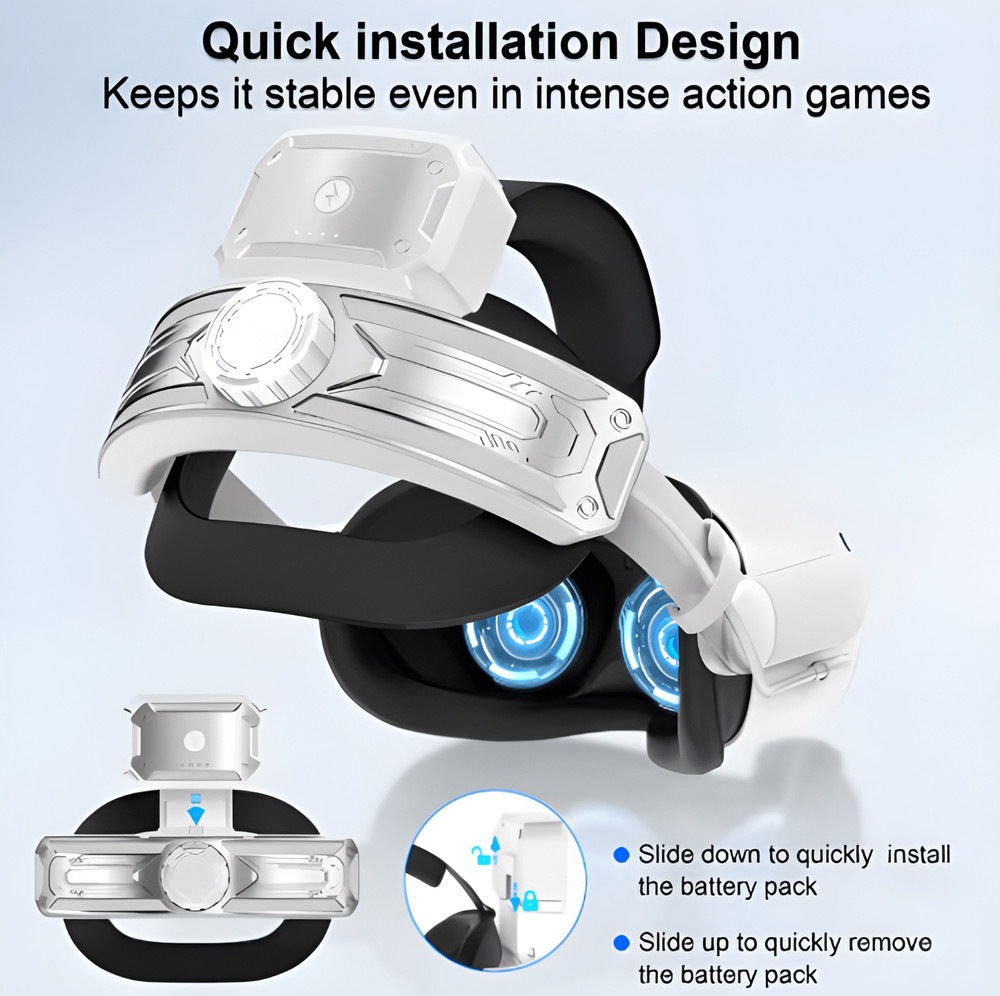Head Strap with Battery for Meta/Oculus Quest 2,Adjustable Elite Strap 5200 mAh