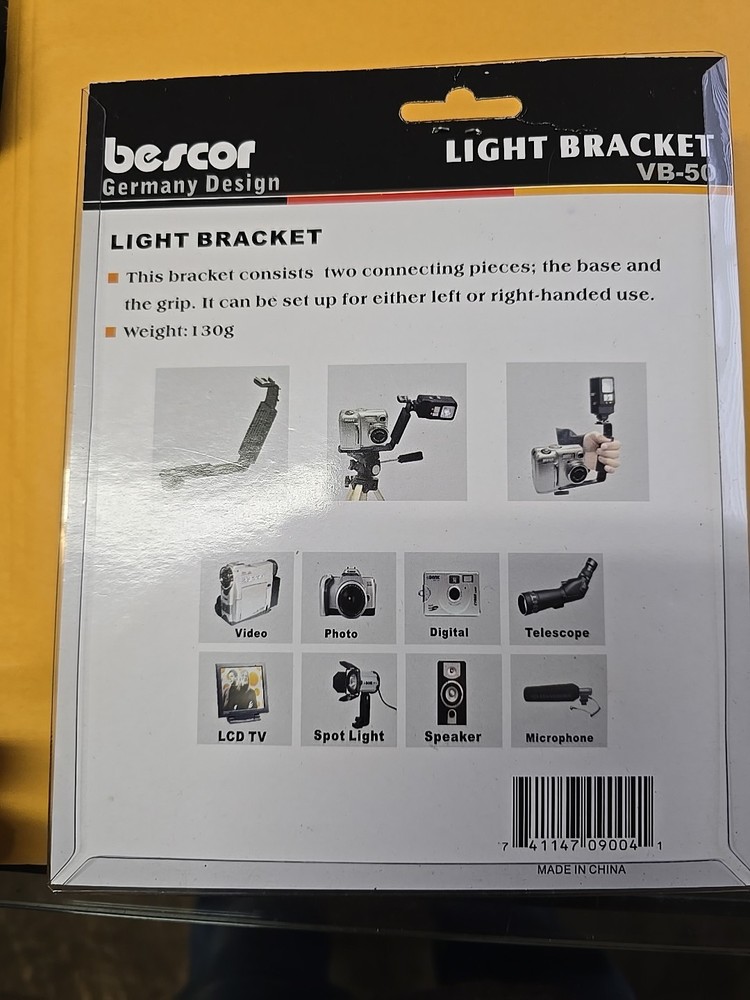 BESCOR VB-50 UNIVERSAL SHOE MOUNT ADAPTER LIGHT BRACKET