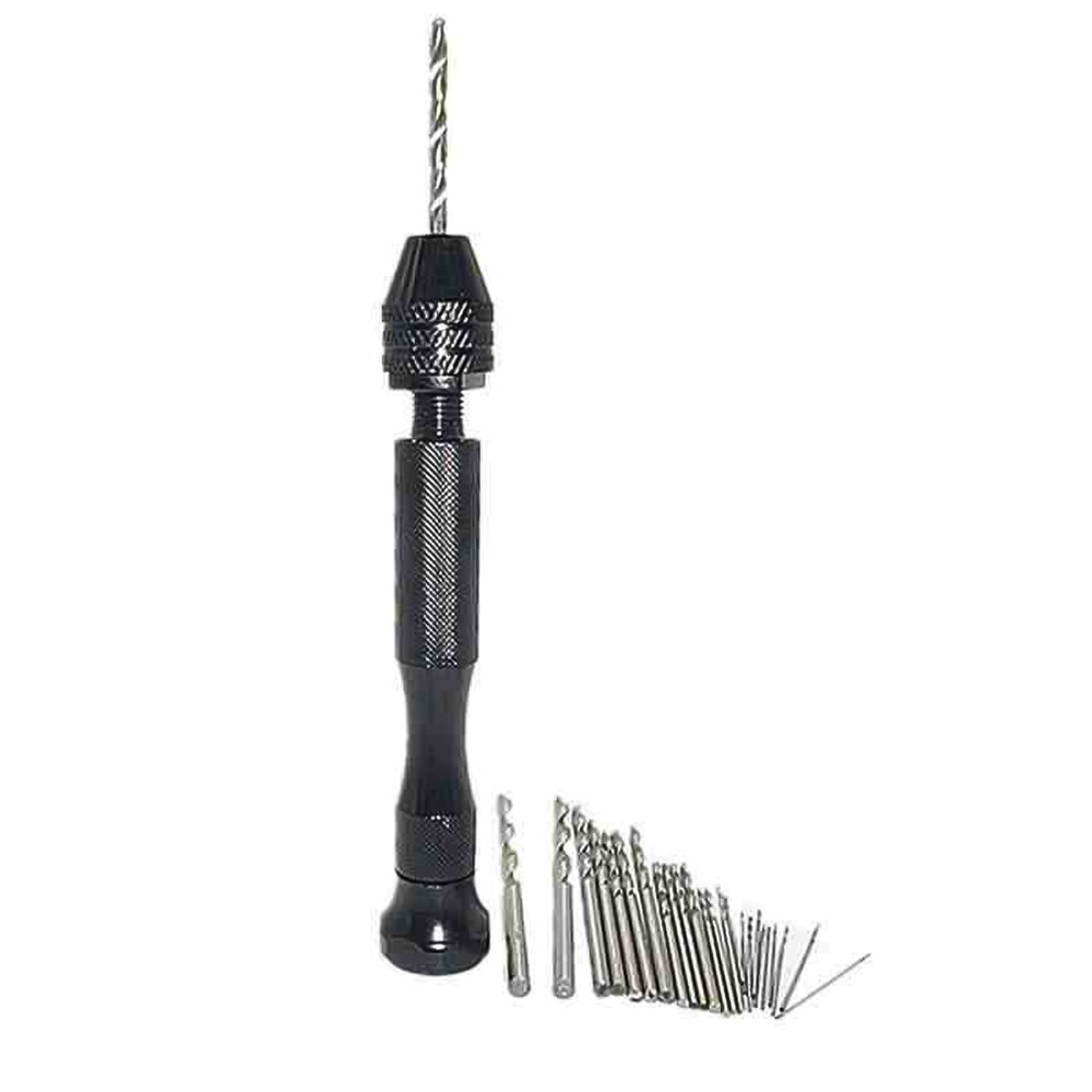 26Pcs Mini Micro Hand Drill Bits Small Manual Keyless Chuck Pin Vise Rotary Tool