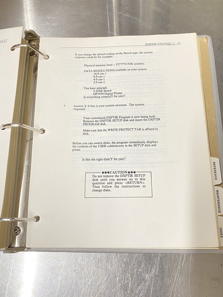 Nic Nicolet DX Spectrometer -Users Guide / Manual / Instructions
