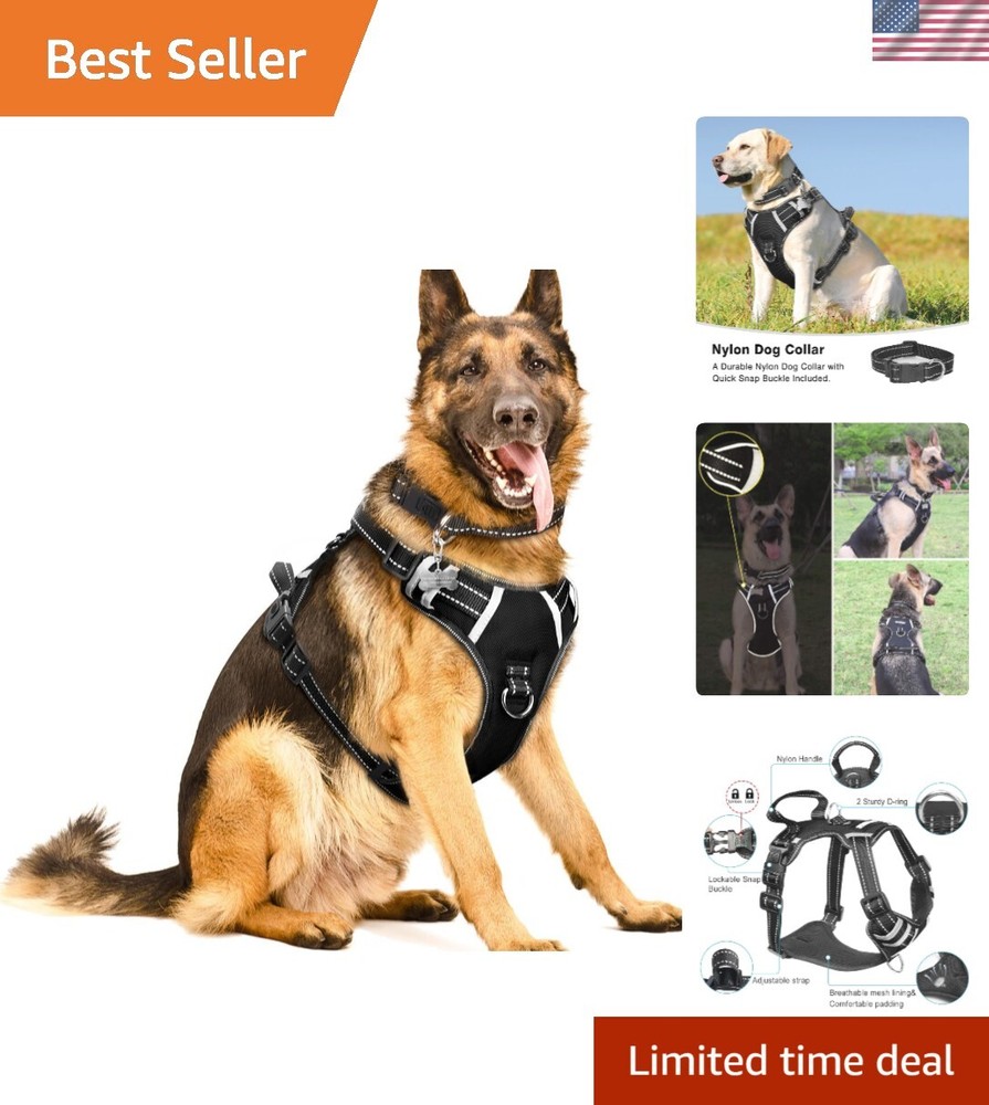 Reflective Adjustable Dog Harness with Sturdy Handle - Comfortable and Secure
