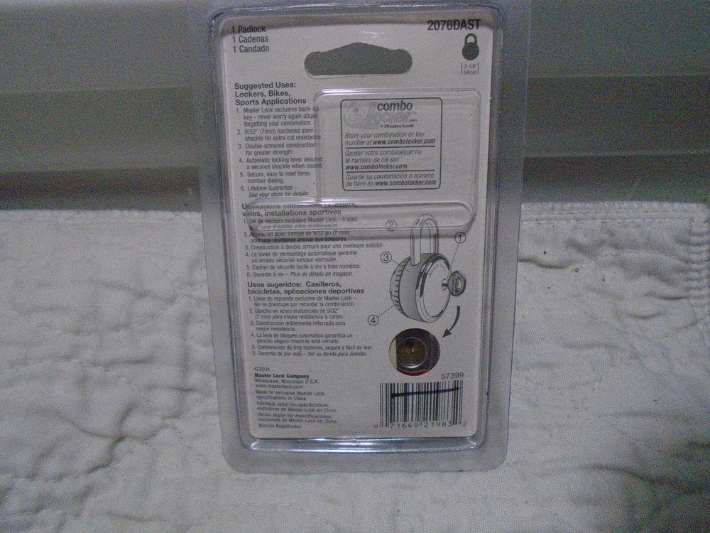 Master Lock Sphero Combination Lock Smooth Spin Padlock 2076DAST Blue W/Key