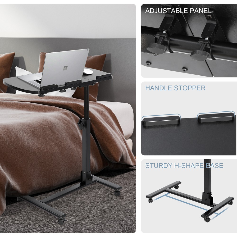 Ergonomic Laptop Notebook Rolling Table Desk Stand Over Bed Convenient Stable