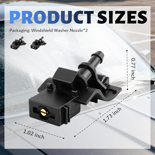2PCS Front Windshield Washer Nozzle Replacement OEM 85381-12350,180°