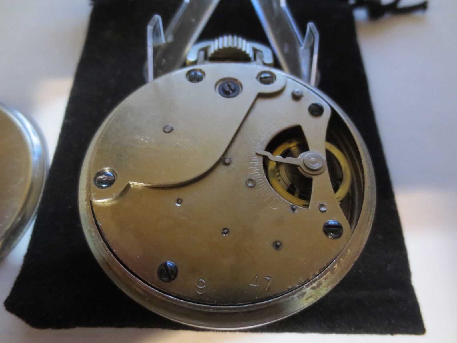 1947 16s Pocket Watch Indian Motorcycle Theme Dial & Case Runs Well.