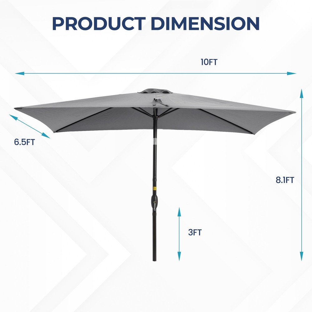 Wisteria Lane Patio Umbrella, Rectangular Metal Pole Grey