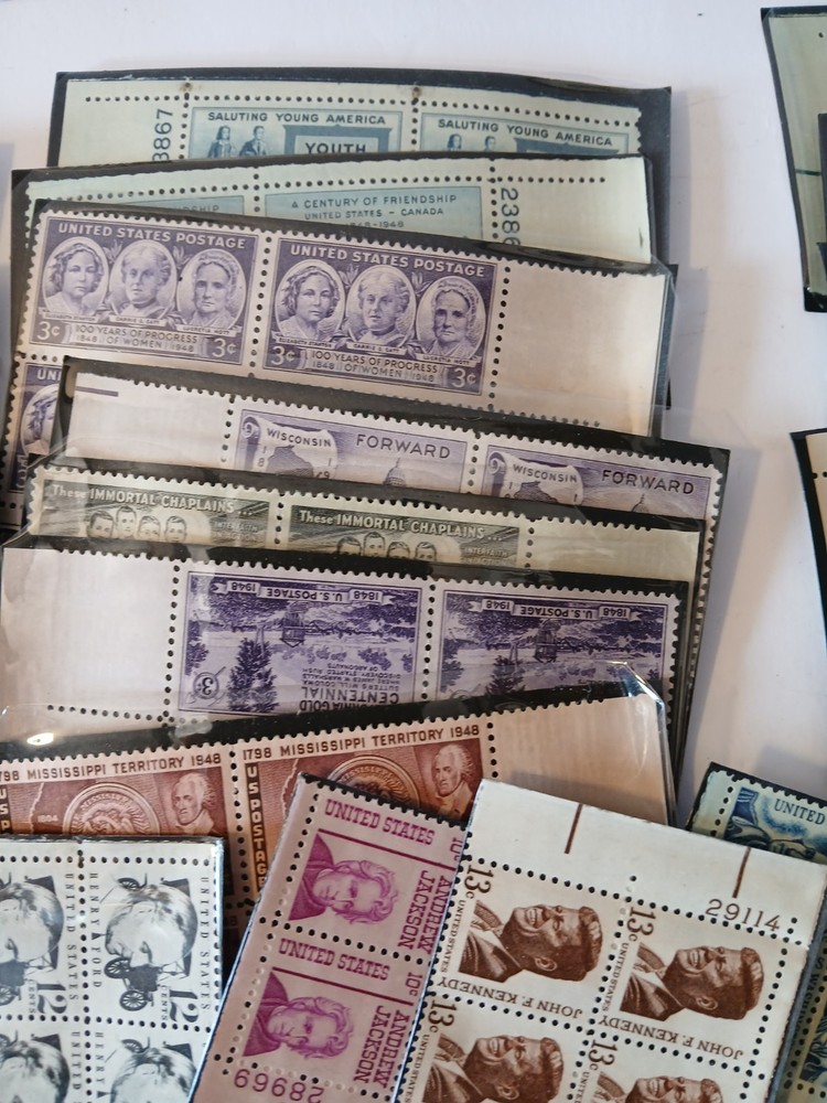 Large Lot Unused Us Postage Stamp Blocks