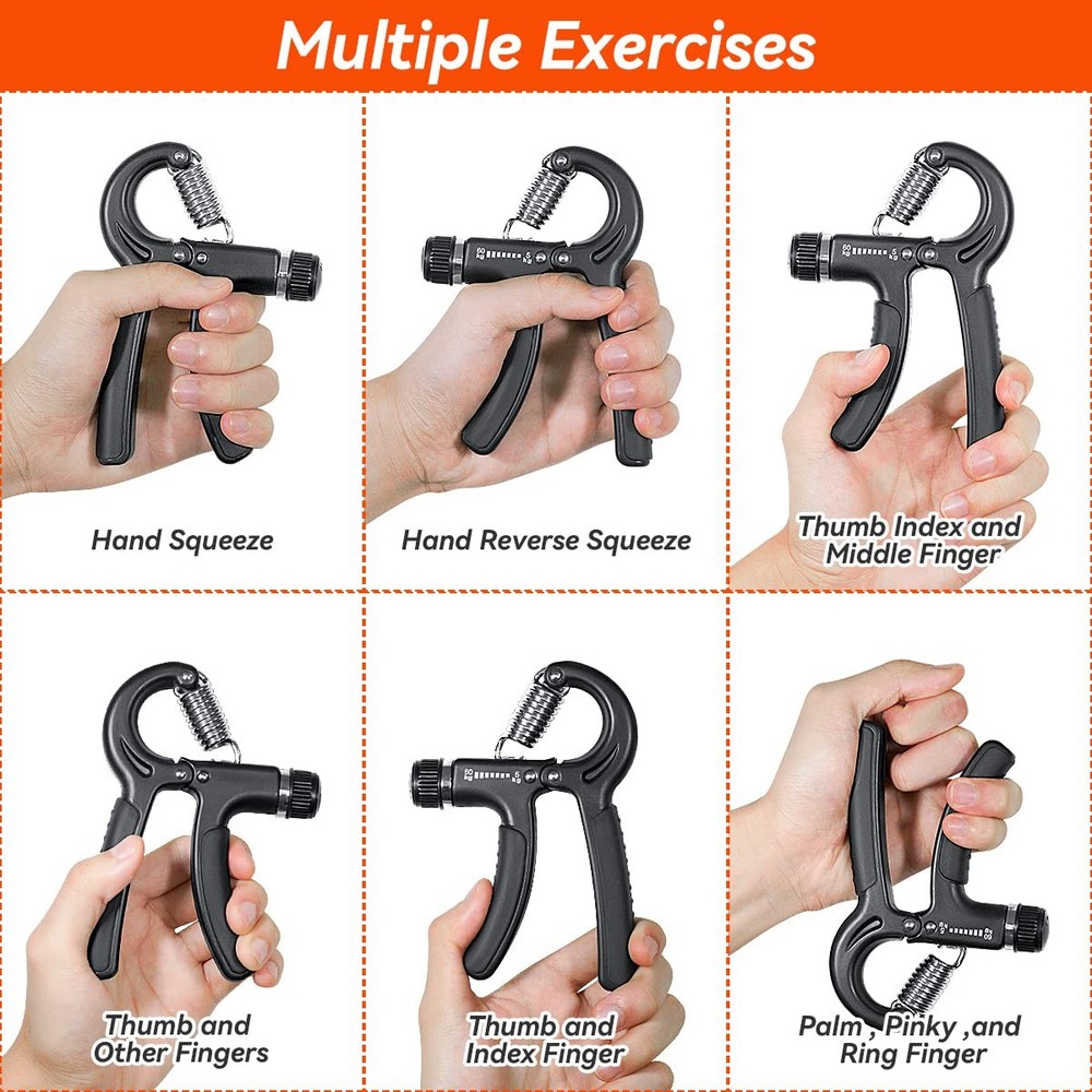 2 Pcs Hand Grip Strengthener Exerciser Workout Squeezer, black