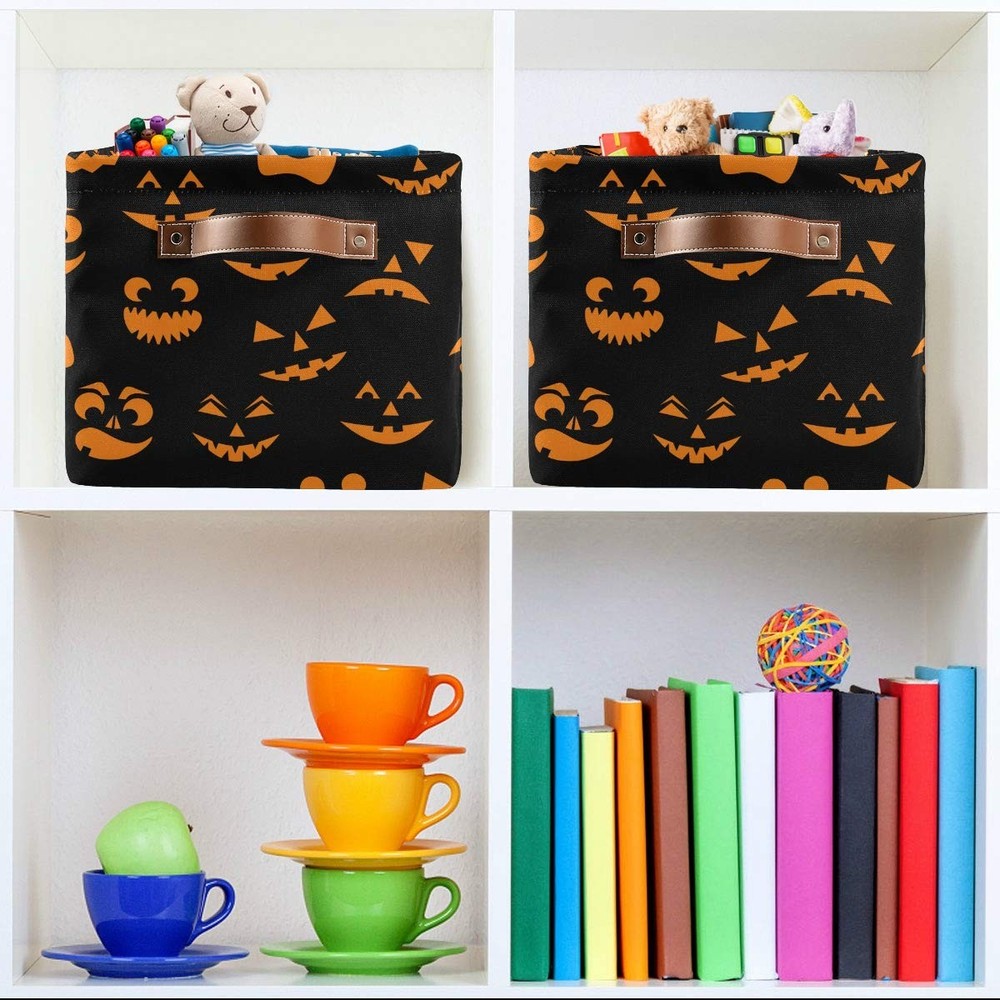 2PCS Storage Basket Halloween Cute Large Foldable Storage Bin Cube Collapsible O