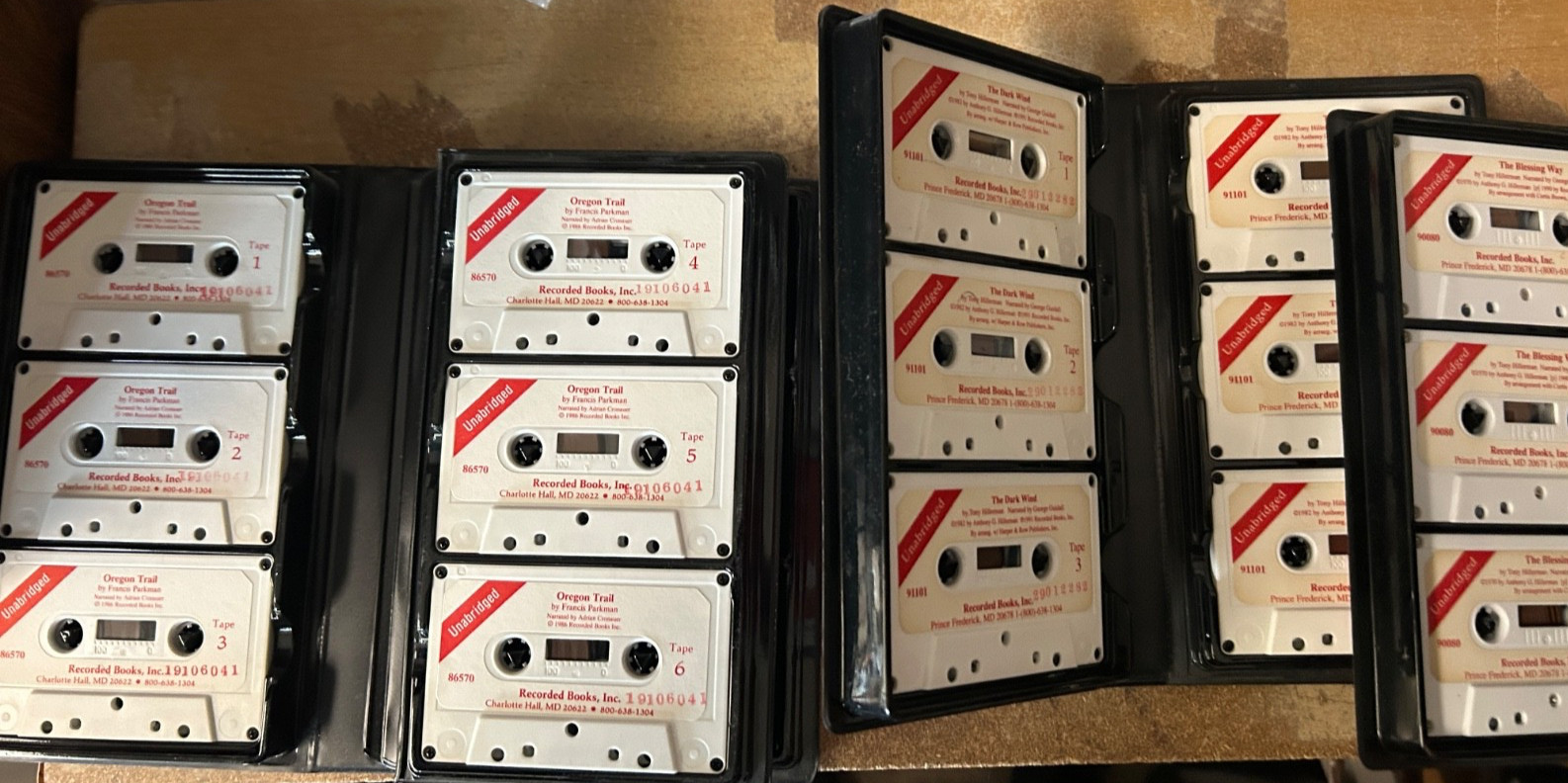 Tony Hillerman - 3 key audiobook Cassette Tapes, Oregon Trail, Dark Wind, Blessi