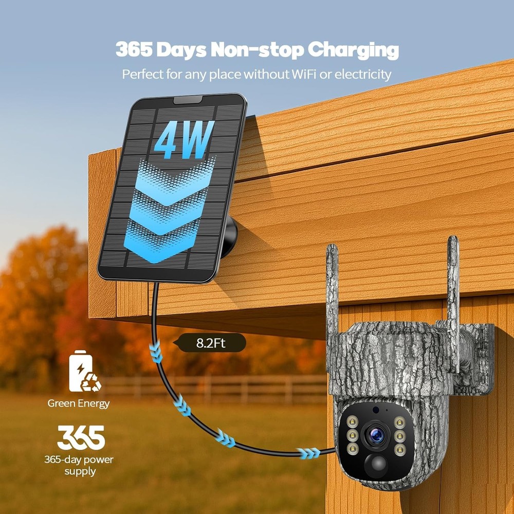 4G Cellular Solar Powered Security Camera Wireless Outdoor Camera with SIM Card
