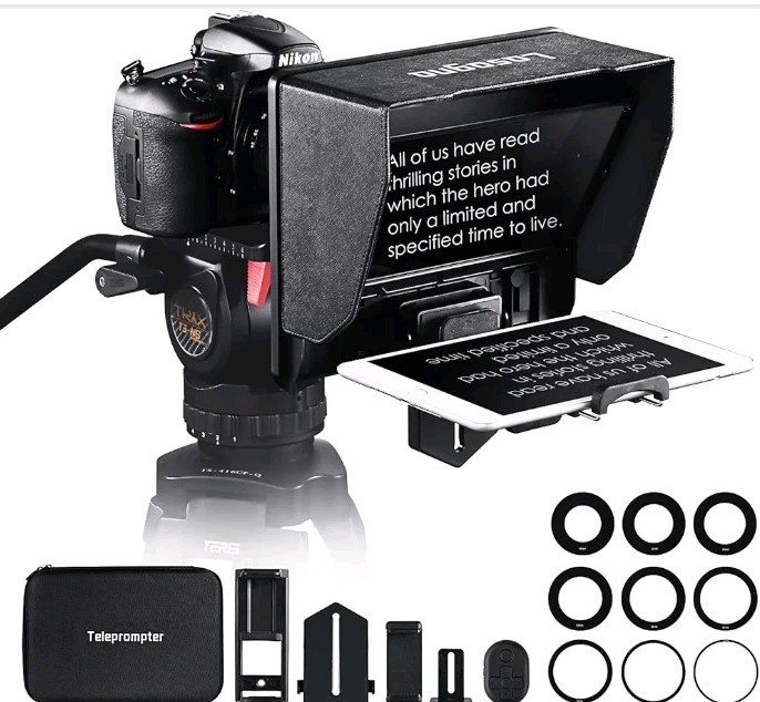 DSLR Smartphone Teleprompter Kit w/ Case Phone Tablet Video Script Reader