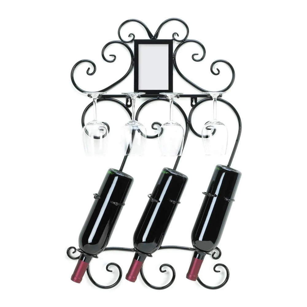 Mounted Scrollwork design Wall Mounted Wine rack Stem Holder