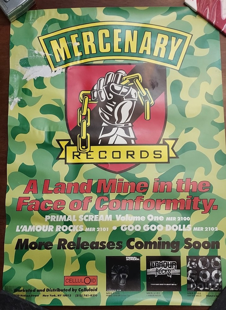 GOO GOO DOLLS primal scream L'AMOUR ROCKS promo Mercenary Records Poster 1987