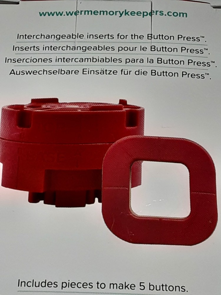 NEW We R Memory Keepers Button Press Inserts 1.25" Square Button 5 Included