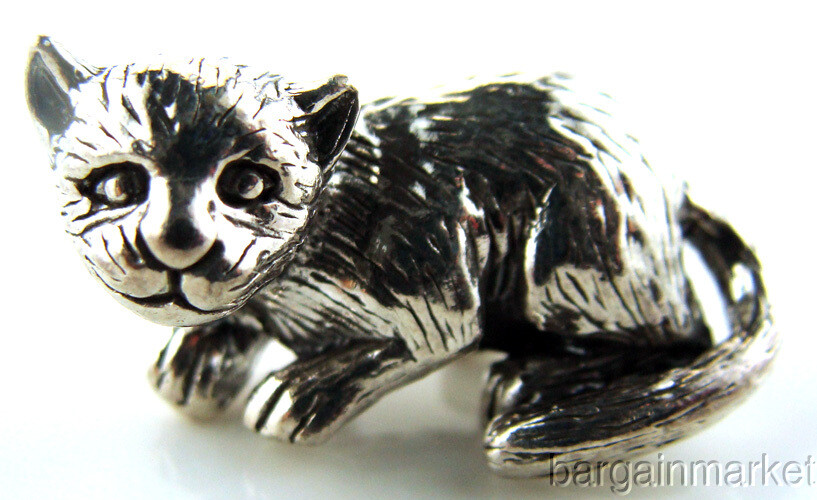 Miniature Sterling Silver Kitty Cat Figurine #85