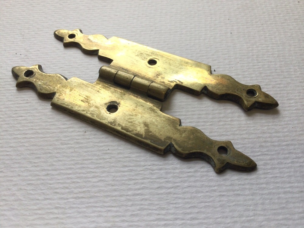 Antique Solid Brass Hinge. Salvaged Reclaimed