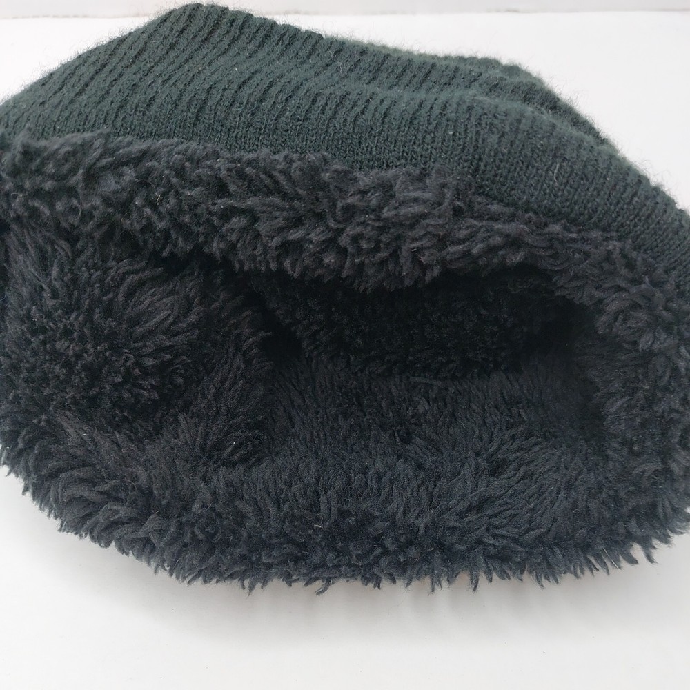 Levis Knit Beanie Hat Cap Black Sherpa Lining