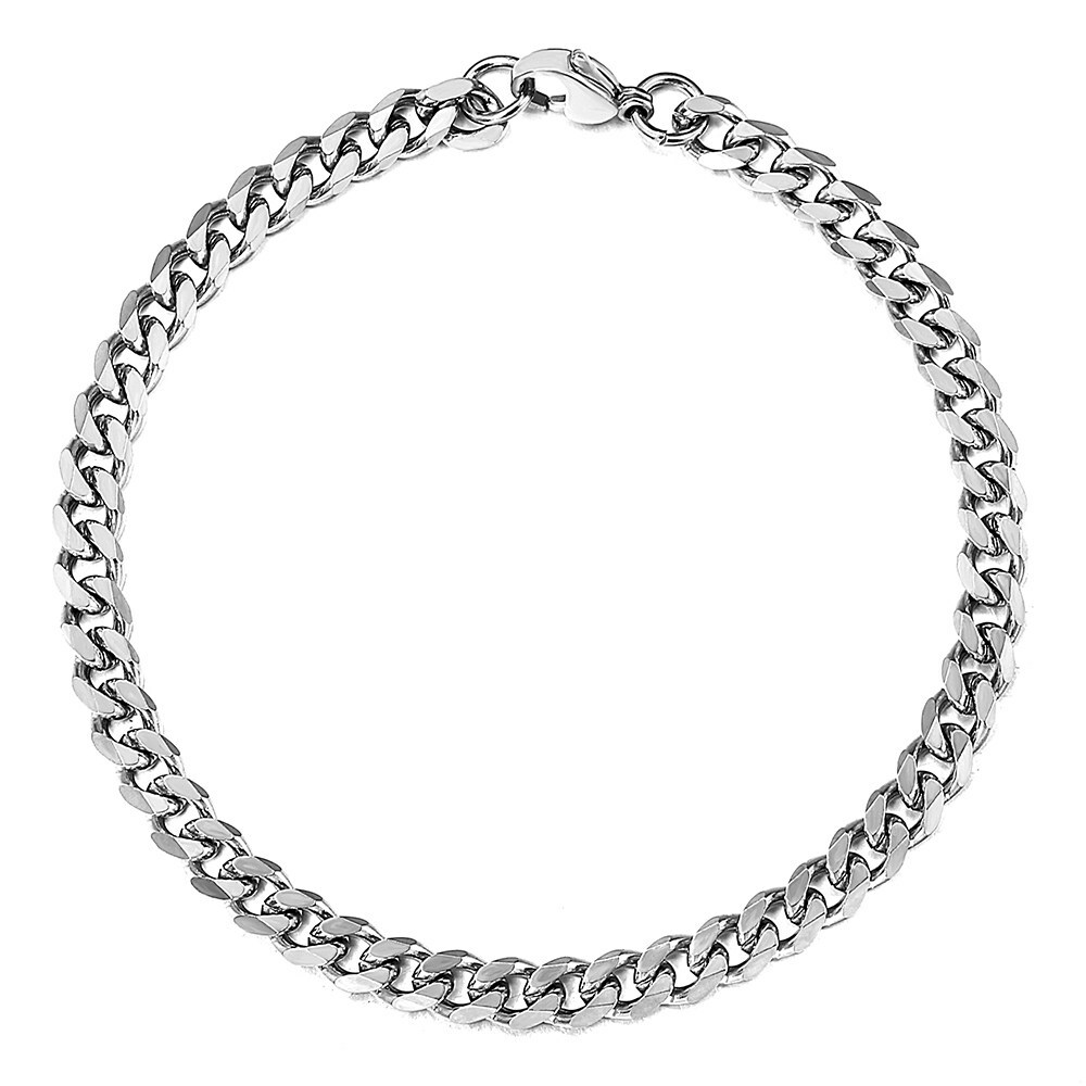3/5/7/9/11mm Silver Curb Cuban Stainless Steel Bracelet Men Women Chain 7-11inch