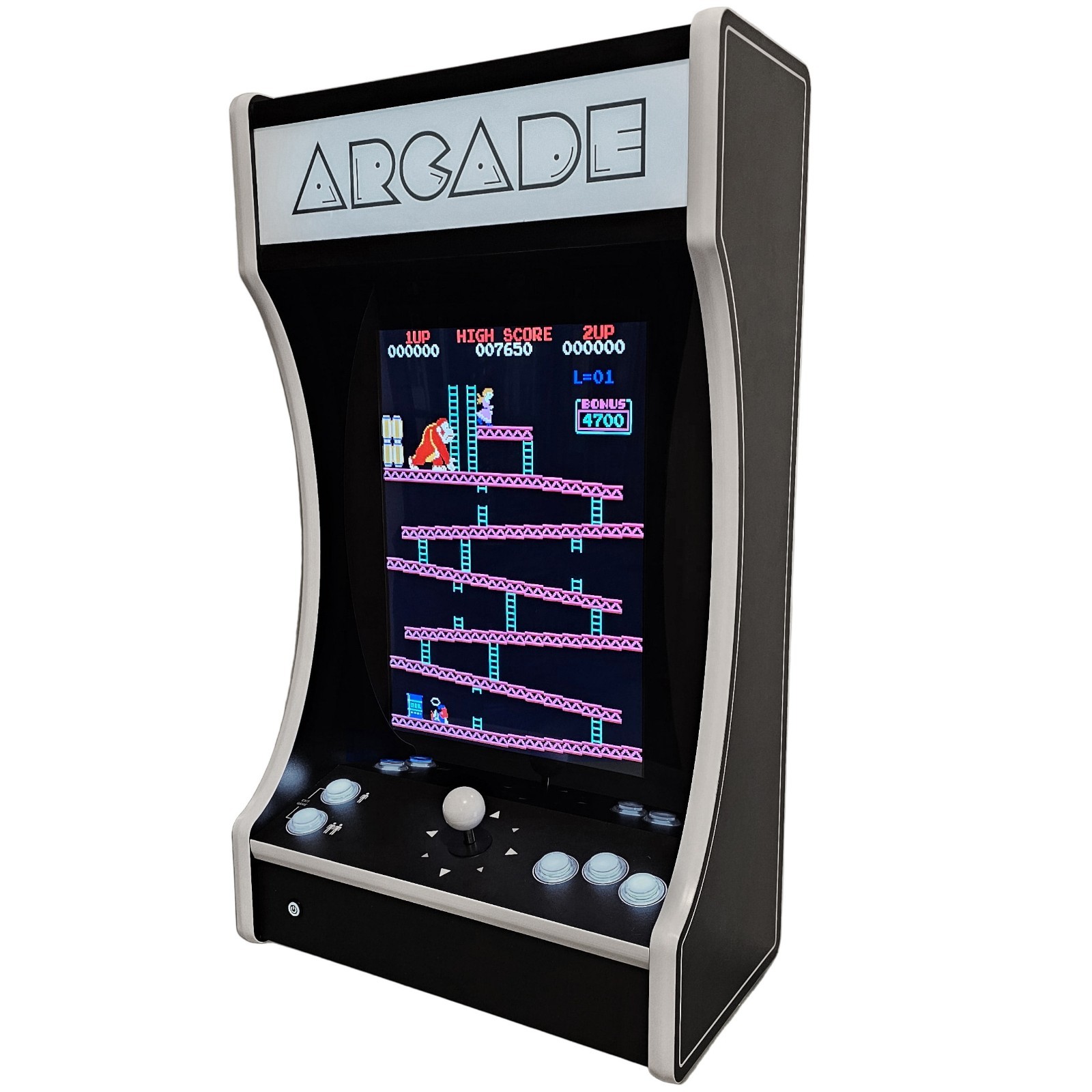 Black & White Wall Mounted Or Tabletop Arcade Machine plays 150+ Games