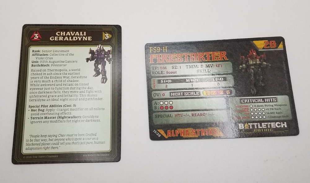 Battletech Gothic - Firestarter *Mech & Cards*