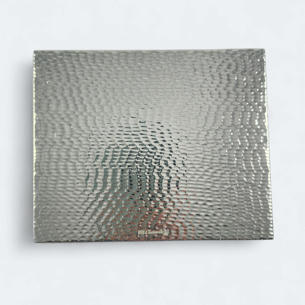 Christofle Hammered Silver Plate & Lacquer Box Set with 2 Decks Playing Cards