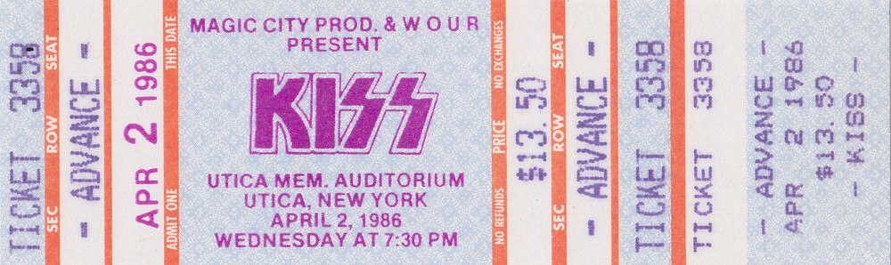 1986 KISS Asylum Tour Concert Ticket Full Untorn Vintage Collectible NM-Mint