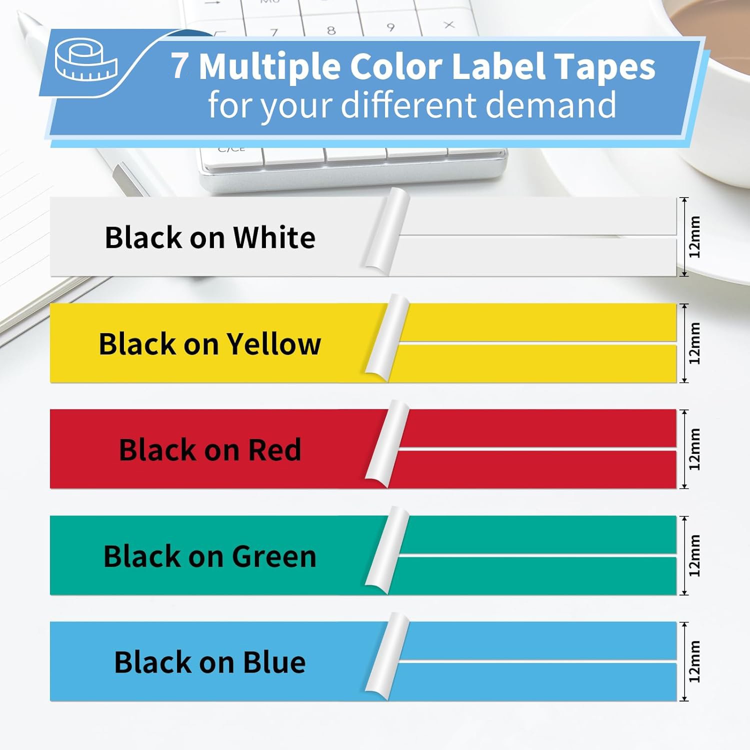 7PK Dymo Letratag Refill 91331 91330 White Plastic 12mm Label Tape 1/2" LT-100H