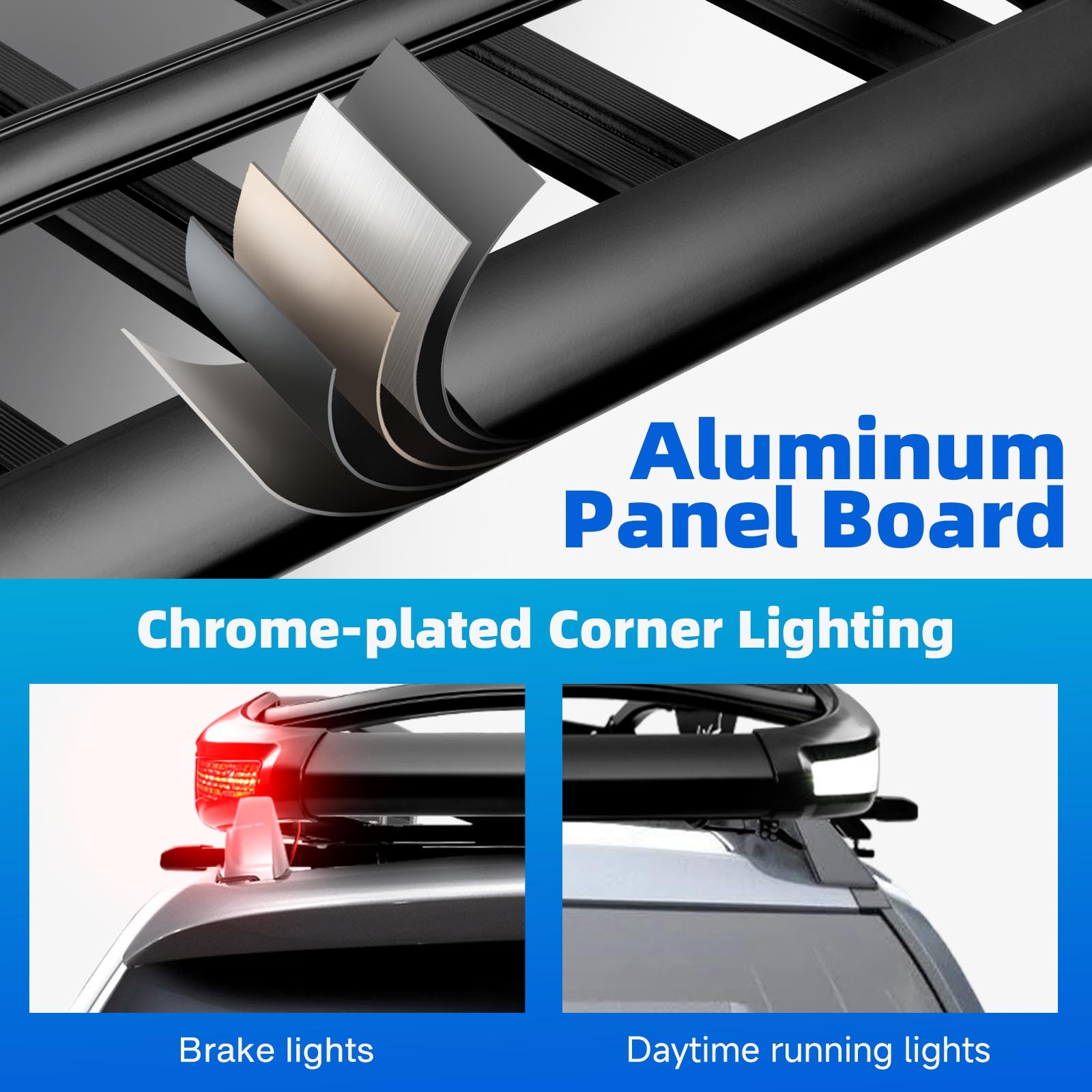 For Mini Cooper Aluminum Top Roof Rack Cargo Carrier Basket Holder w/ LED Lights