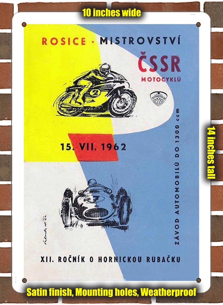 Metal Sign - 1962 Rosice Racing Program - 10x14 inches