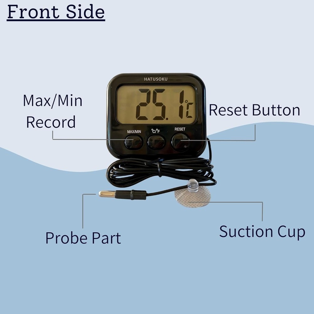 Precision Digital Thermometer with External Sensor - Refrigerator & Aquarium Use