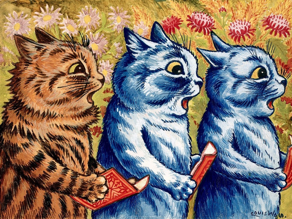 Three cats singing Accent Tile Mural Kitchen Bathroom Backsplash Ceramic 8x6