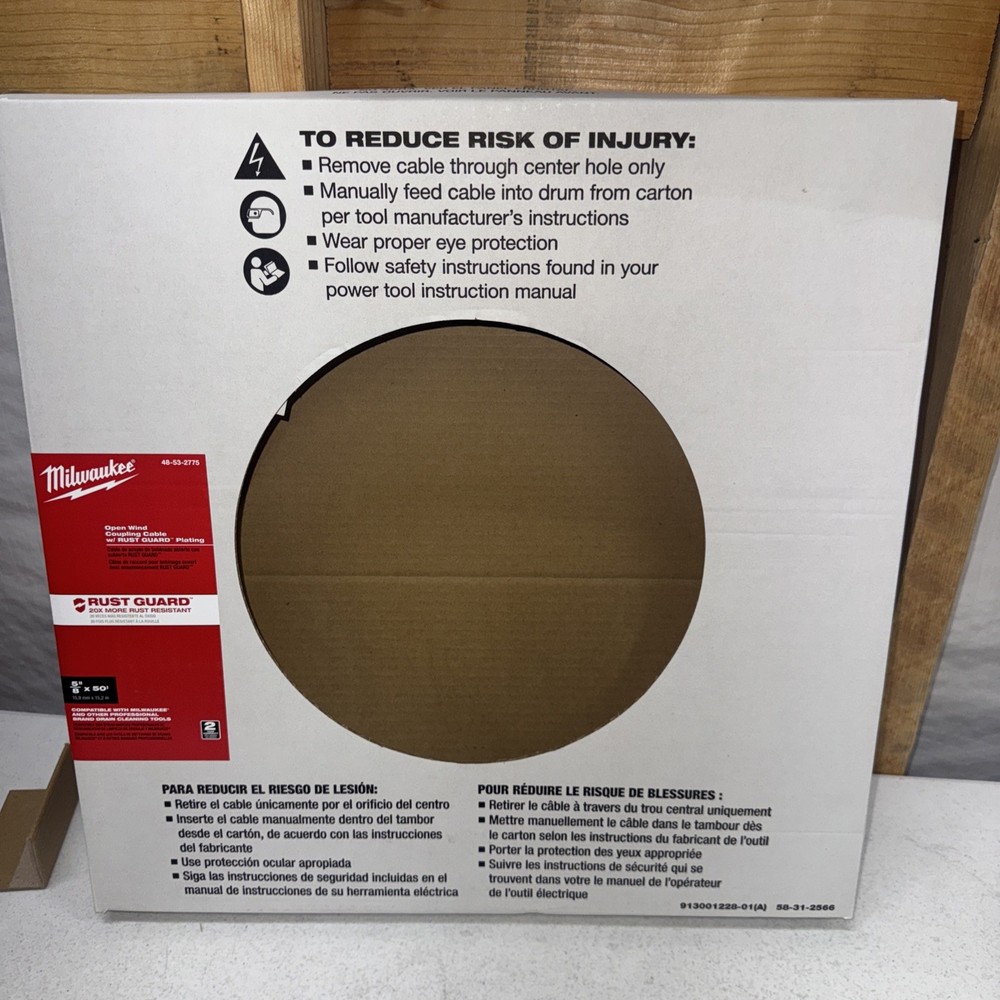 MILWAUKEE 48-53-2775 Open Wind Coupling Cable w/Rust Guard 5/8"x50'