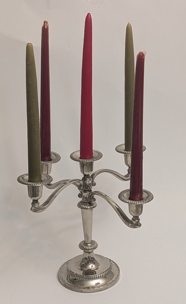 Vintage Silver Plate Adjustable Five Arm Candelabra