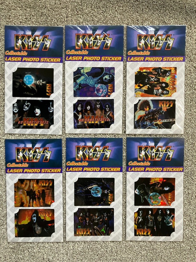 KISS 1996 Reunion Tour Collectible Laser Photo Stickers, Set of 12, Sealed