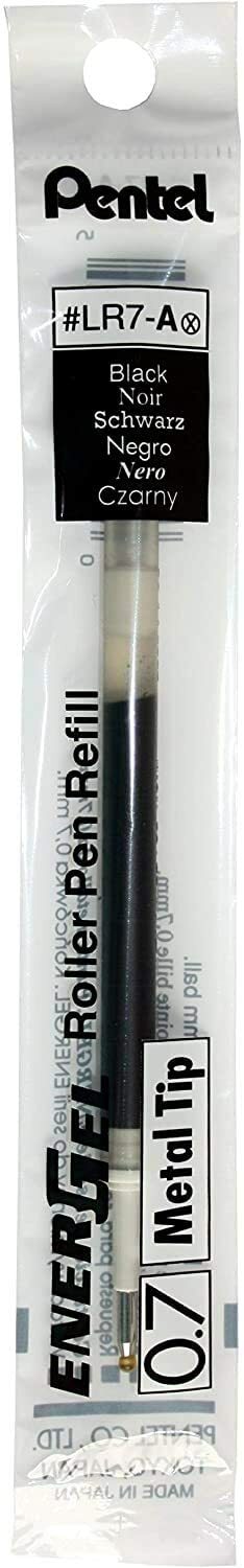 Pentel LR7 EnerGel Gel Pen Ink Refills, Metal Tip, 0.7mm Medium Point, 6 Packs