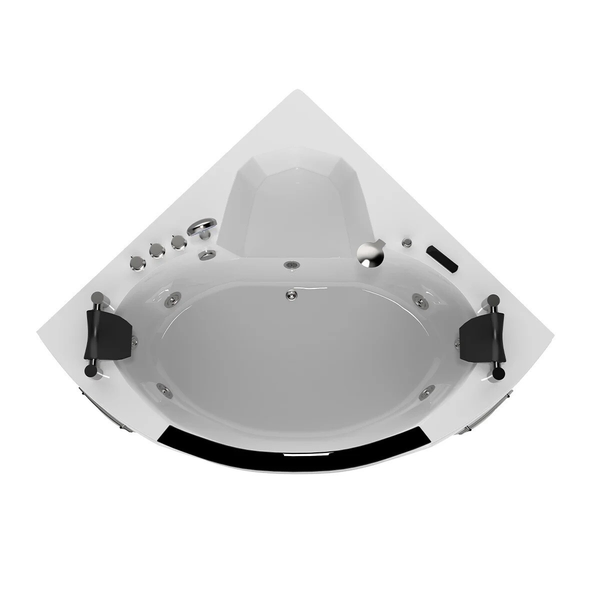 Corner Bathtub 61" Acrylic with Light, Heater, Freestanding Soaking Spa Jetted