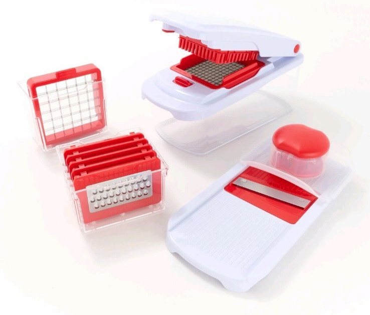 Prepology Multifunction Chopper Unit with 8 Cup Storage Bin in Tomato Red