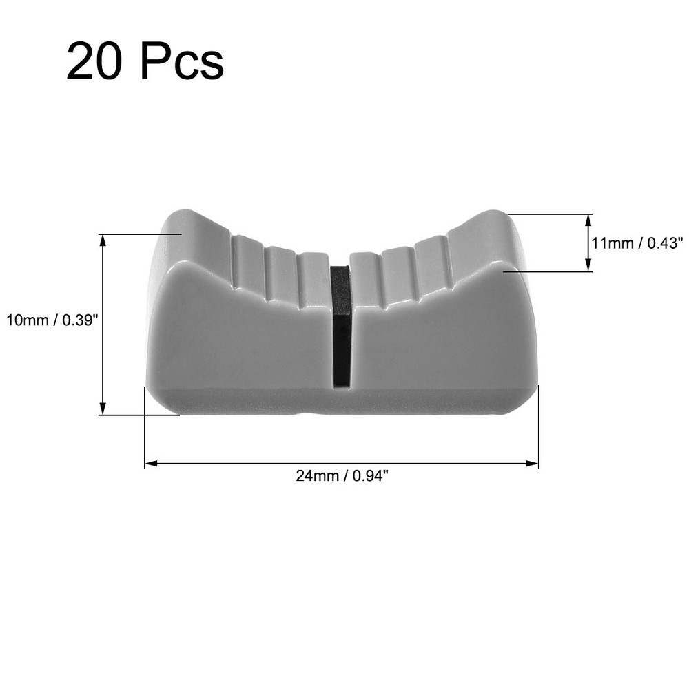 20PCS 24x11x10mm Fader Knobs Replacement Gray