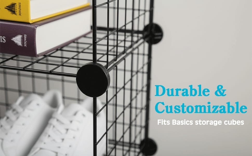 Cube Storage Organizer 4 - Wire Grid Closet and Shelves, Stackable Storage Bin