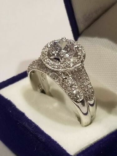 2.60 Ct Round Cut Lab-Created White Diamond Wedding Ring Set 925 Sterling Silver