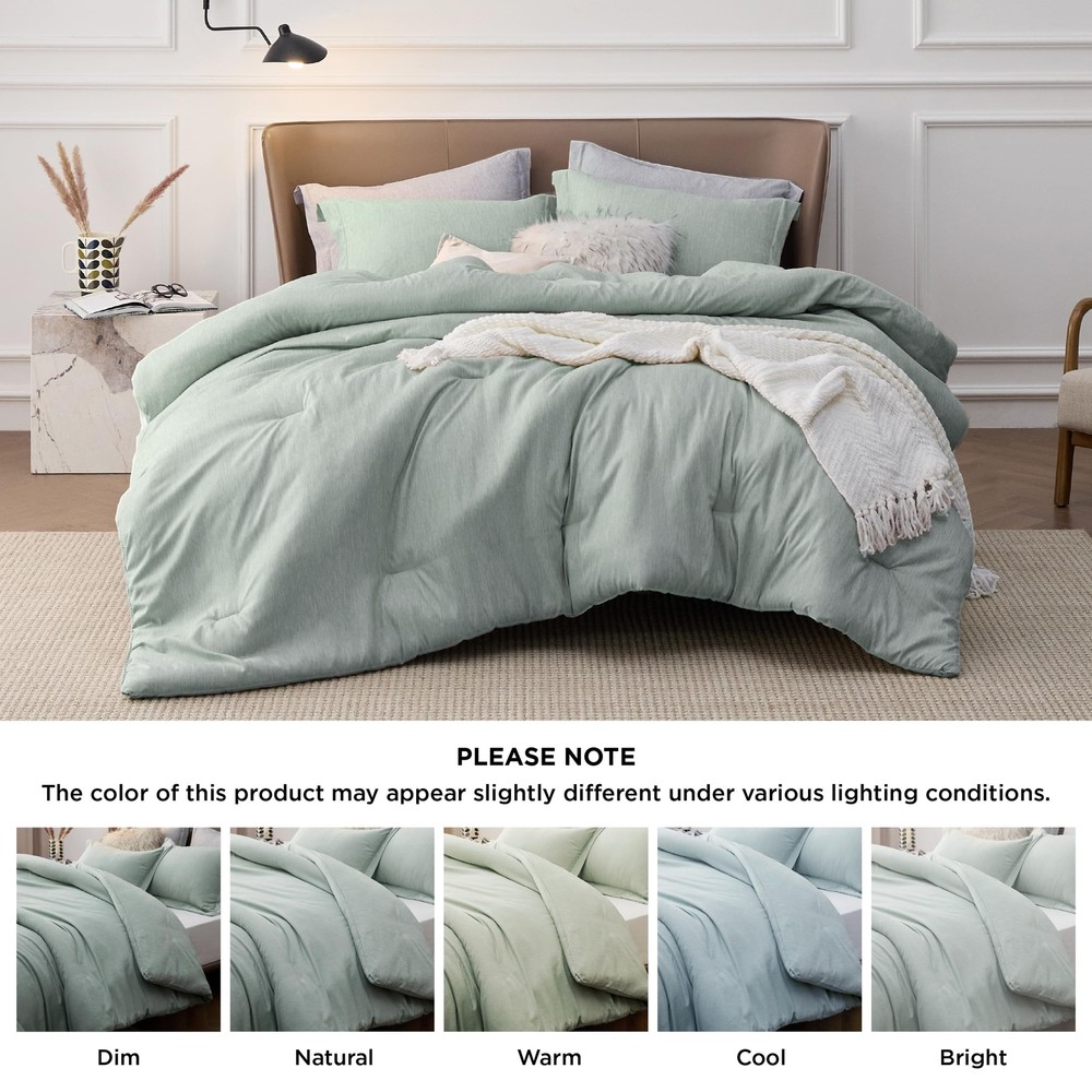 Bedsure King Size Comforter Set - Sage Green King Comforter Set, Soft Bedding...