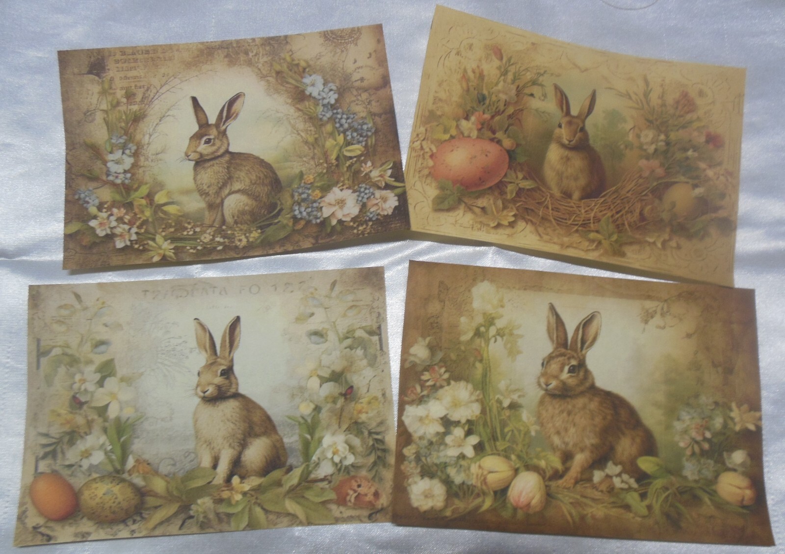 Set of 16 LARGE Victorian/Vintage Easter Bunny with eggs-junk journal-scrapbook