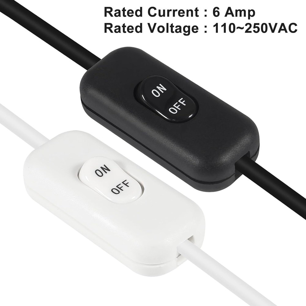 XIITIA 2pcs Inline Cord Switch, On Off Button Control Lamp Appliance White