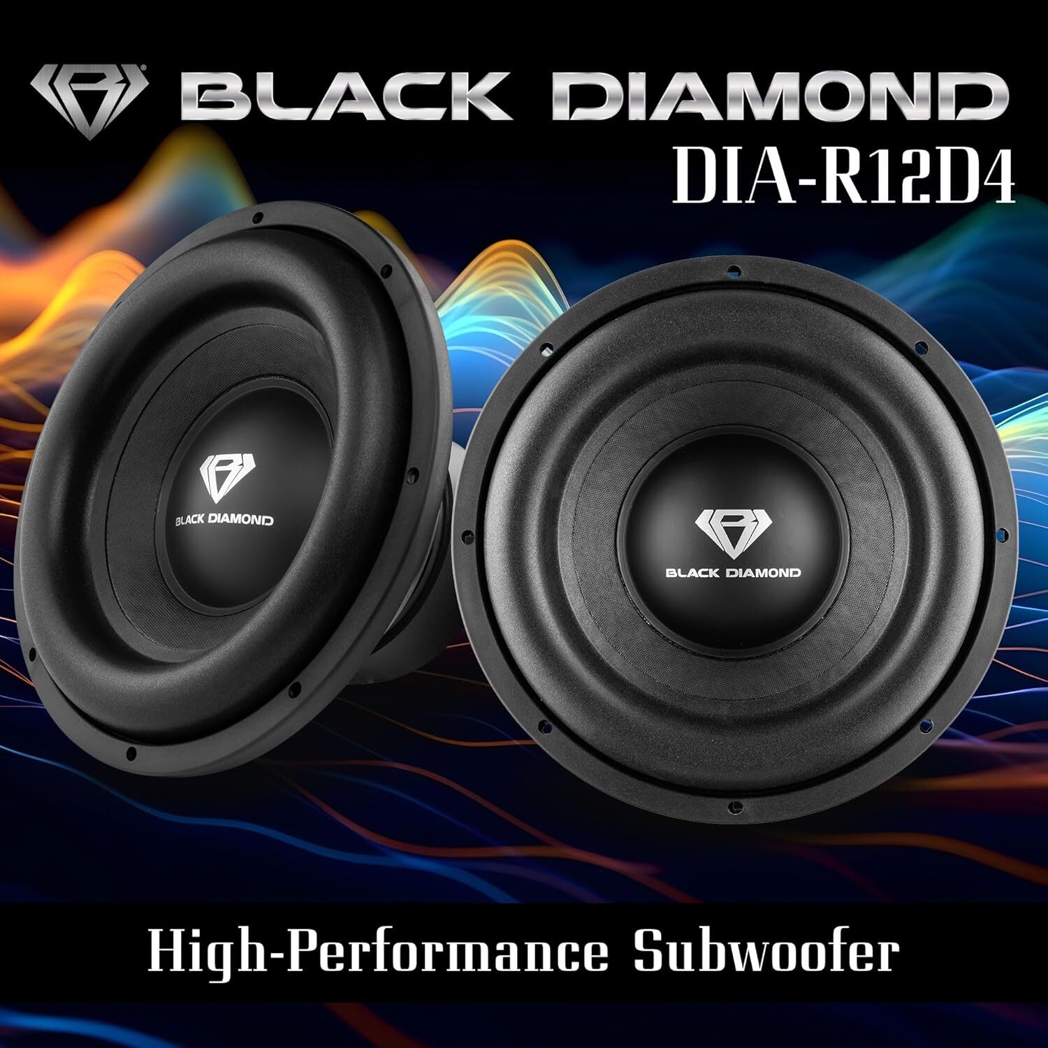 Black Diamond 2 x 12" Car Subwoofer Bundle with Monoblock Amplifier